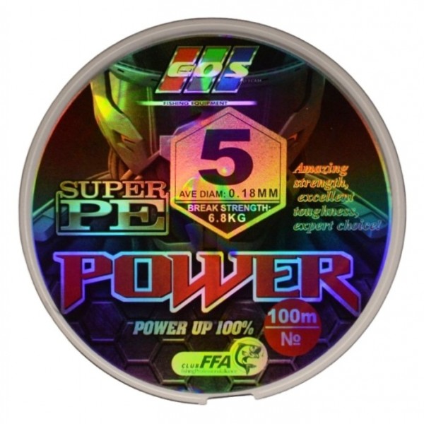 Плетений шнур для риболовлі, EOS Power Super PE, 100м, перетин 0,18мм